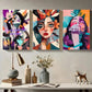 3pcs Abstract Geometric Woman Portrait Wall Art Set Canvas Framed 40x60cm - High Quality Print 100% Australian Made Wall Canvas Ready to Hang