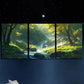 3pcs Triple Mural Forest & Stream Painting Wall Art Set Canvas Framed 40x60cm - High Quality Print 100% Australian Made Wall Canvas Ready to Hang