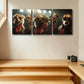 3pcs Stylish Dogs in Fashion Glasses & Golden Hats Metal Print Ready to Hang Art