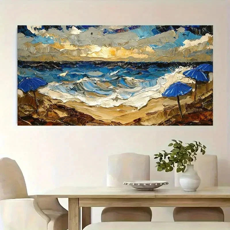 Vibrant Sunset & Ocean View Wall Art Canvas Office Home Room Framed 120x60cm