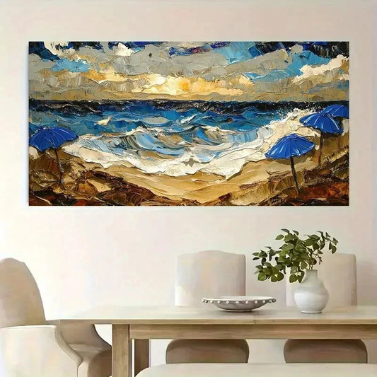 Vibrant Sunset & Ocean View Wall Art Canvas Office Home Room Framed 120x60cm