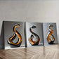 3pcs  Elegant Snake Glass Sculpture Wall Art Set Canvas Framed 40x60cm - High Quality Print 100% Australian Made Wall Canvas Ready to Hang