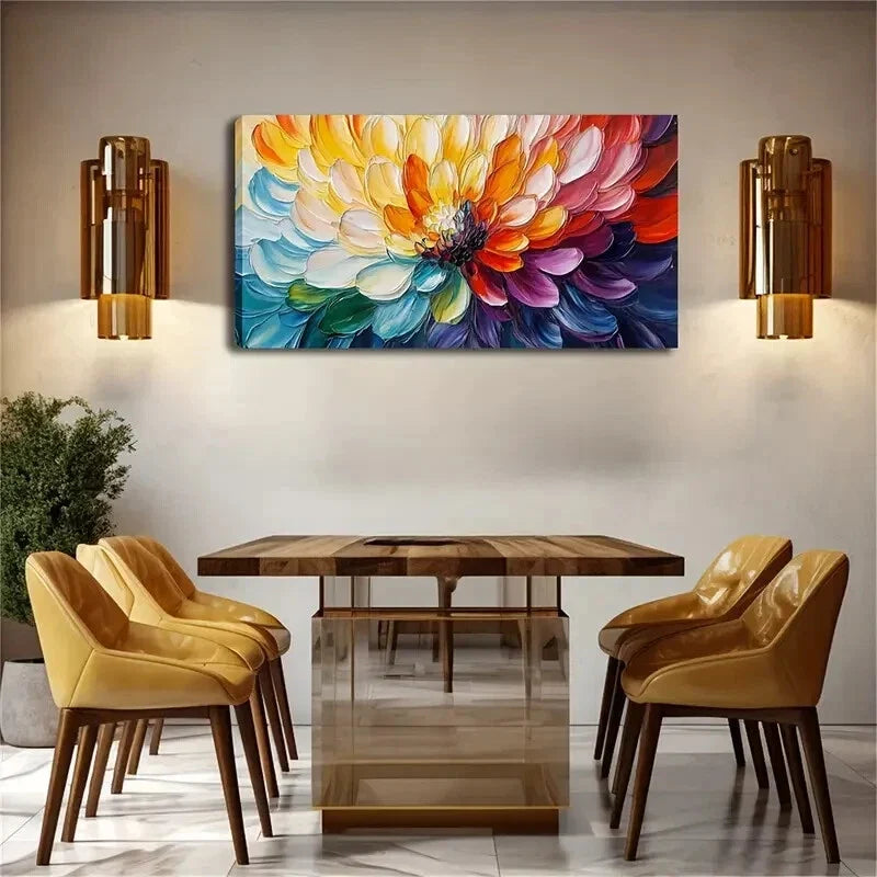 Vibrant Petal Design Winter Wall Art Canvas Office Home Room Framed 120x60cm