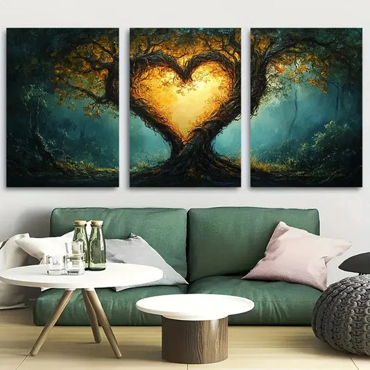 3pcs Enchanted Tree Heart Metal Print Ready to Hang Art