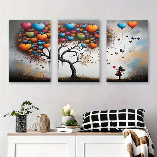 3pcs Vibrant Butterfly Whimsical Girl Metal Print Ready to Hang Art