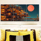 3pcs Depicting a Vibrant City Scene  Wall Art Set Canvas Framed 40x60cm - High Quality Print 100% Australian Made Wall Canvas Ready to Hang