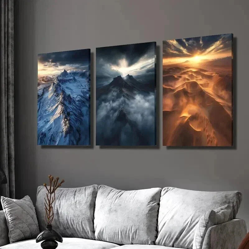 3pcs Mountains Desert Landscape Sand Dunes Wall Art Set Canvas Framed 40x60cm - High Quality Print 100% Australian Made Wall Canvas Ready to Hang