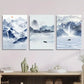 3pcs Sky Blue Ink Painting Landscape Art Metal Print Ready to Hang Art