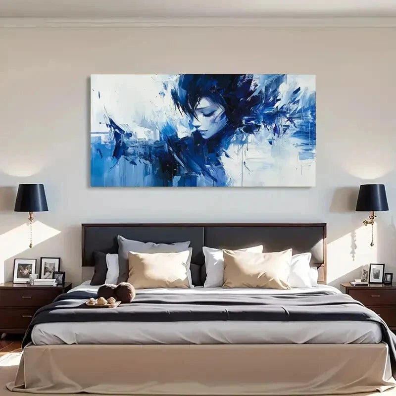 Aesthetic Spring Blue Urban Wall Art Canvas Office Home Room Framed 120x60cm