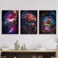 3pcs Roses made of underwater galaxy stars Metal Print Ready to Hang Art