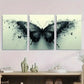 3pcs Grey Butterfly Paintings Metal Print Ready to Hang Art