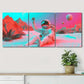 3pcs Astronaut in Martian Landscape Perfect Wall Art Set Canvas Framed 40x60cm - High Quality Print 100% Australian Made Wall Canvas Ready to Hang
