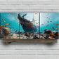 3pcs Underwater Shipwreck Nautical Ocean Life Metal Print Ready to Hang Art