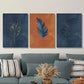 3pcs Blue and orange feather print Metal Print Ready to Hang Art