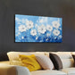 Light Blue Background White Wall Art canvas office home room framed 120x60cm