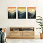 3pcs Boho Mountain Forest Sunrise Metal Print Ready to Hang Art
