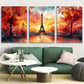 3pcs Eiffel Tower Sunset Vibrant Watercolor Metal Print Ready to Hang Art