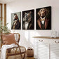3pcs Whimsical Animals in Vintage Attire Wall Art Set Canvas Framed 40x60cm - High Quality Print 100% Australian Made Wall Canvas Ready to Hang