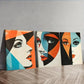 3pcs Women'S Portrait Posters Abstract Faces Wall Art Set Canvas Framed 40x60cm - High Quality Print 100% Australian Made Wall Canvas Ready to Hang