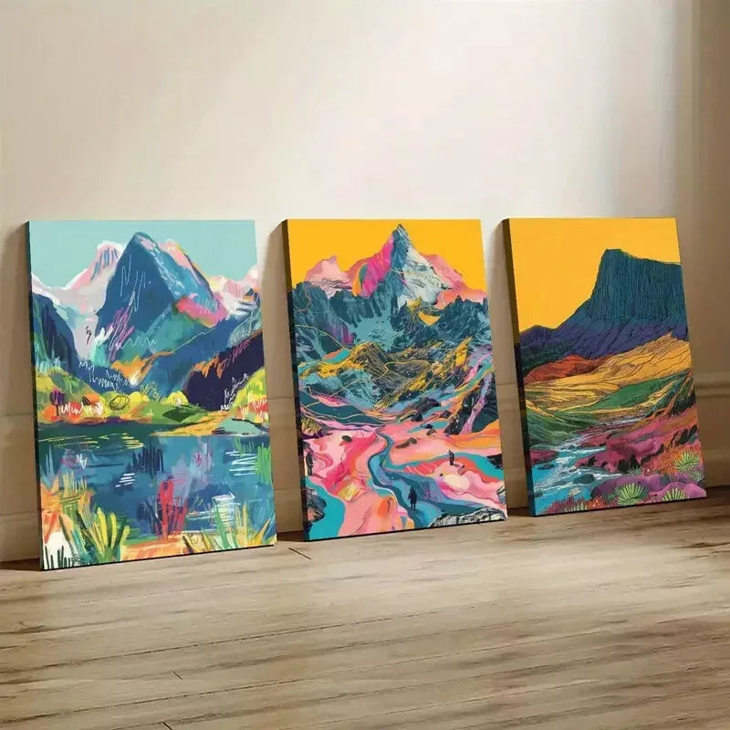 3pcs Elegant Cader Idris Yr Wyddfa Pen y Fan Wall Art Set Canvas Framed 40x60cm - High Quality Print 100% Australian Made Wall Canvas Ready to Hang