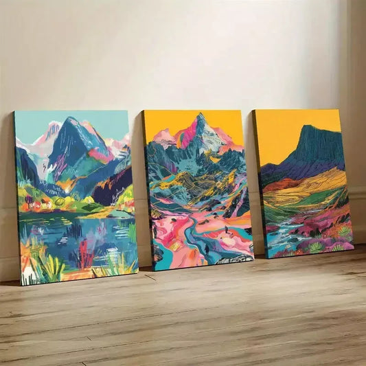 3pcs Elegant Cader Idris Yr Wyddfa Pen y Fan Wall Art Set Canvas Framed 40x60cm - High Quality Print 100% Australian Made Wall Canvas Ready to Hang