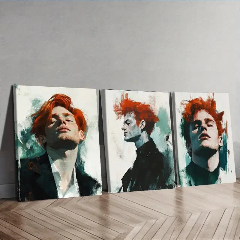 3pcs A man with red hair. (10) Wall Art Set Canvas Framed 40x60cm - High Quality Print 100% Australian Made Wall Canvas Ready to Hang