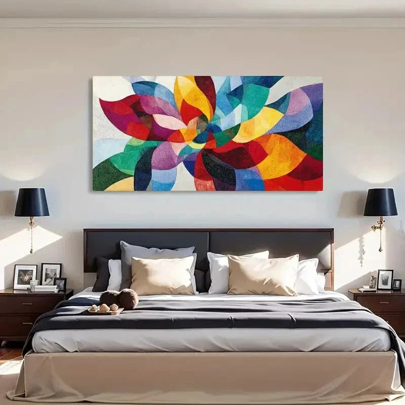Vibrant Colorful Geometric Wall Art Canvas Office Home Room Framed 120x60cm