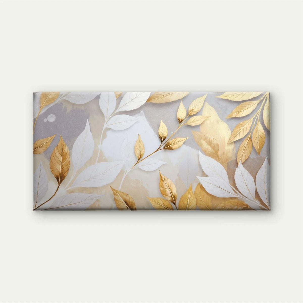 Golden Abstract Leaf Texture Wall Art Canvas Office Home Room Framed 120x60cm