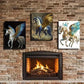 3pcs Golden Winged Horse Triptych Wall Art Set Canvas Framed 40x60cm - High Quality Print 100% Australian Made Wall Canvas Ready to Hang