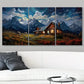 3pcs Blue Sky Mountain Beautiful House Metal Print Ready to Hang Art