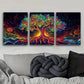 3pcs Psychedelic Tree of Life Colorful Perfect Wall Art Set Canvas Framed 40x60cm - High Quality Print 100% Australian Made Wall Canvas Ready to Hang
