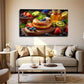 Vibrant Fruits Berries Design Wall Art Canvas Office Home Room Framed 120x60cm