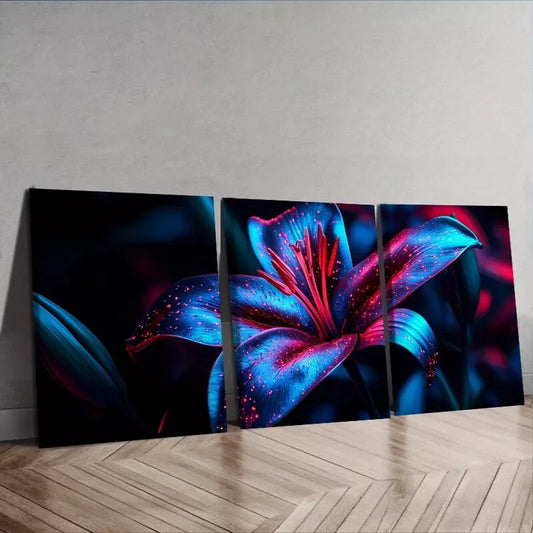 3pcs  3pcs Lily Flowers Nature Dark Background Wall Art Set Canvas Framed 40x60cm - High Quality Print 100% Australian Made Wall Canvas Ready to Hang
