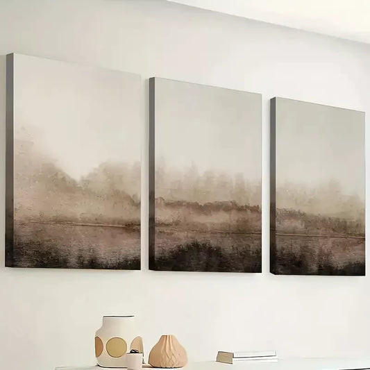 3pcs Retro Style Abstract Geometric Brownish  Wall Art Set Canvas Framed 40x60cm - High Quality Print 100% Australian Made Wall Canvas Ready to Hang