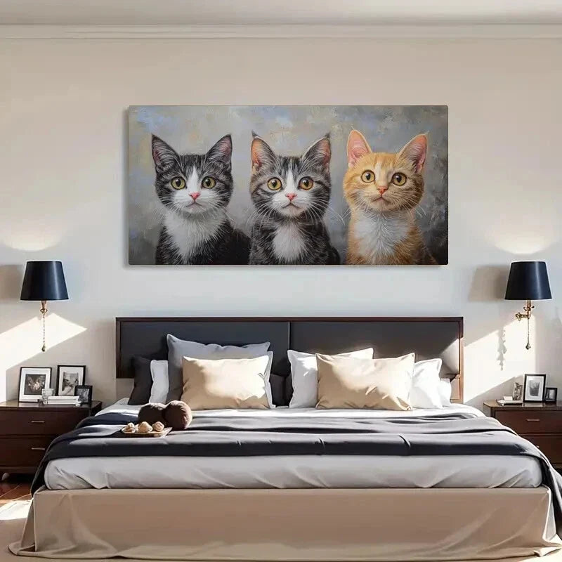Beautiful Cats Perfects Cute Wall Art Canvas Office Home Room Framed 120x60cm