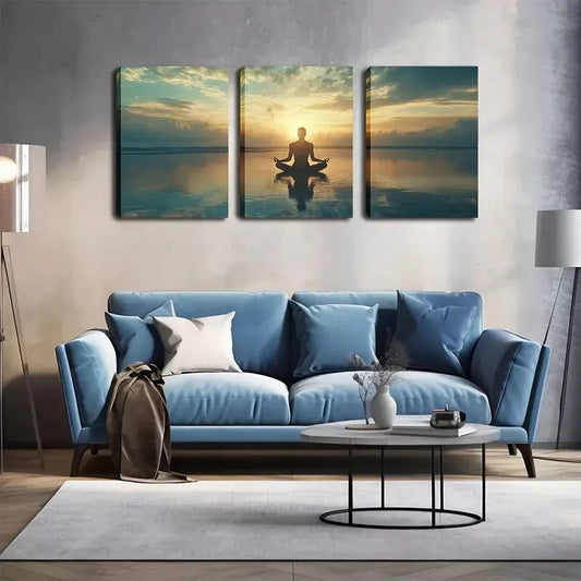 3pcs Triptych Canvas Art - Serene Meditation  Wall Art Set Canvas Framed 40x60cm - High Quality Print 100% Australian Made Wall Canvas Ready to Hang