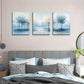 3pcs Serene Blue And Golden Tree Painting Metal Print Ready to Hang Art