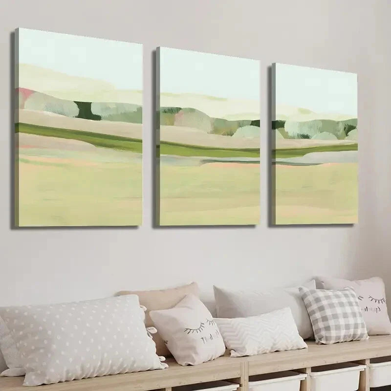 3pcs Rural Meadow Landscape Wall Art Set Canvas Framed 40x60cm - High Quality Print 100% Australian Made Wall Canvas Ready to Hang