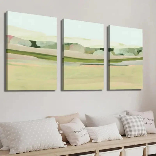 3pcs Rural Meadow Landscape Wall Art Set Canvas Framed 40x60cm - High Quality Print 100% Australian Made Wall Canvas Ready to Hang