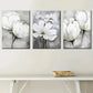 3pcs White Floral Abstract Metal Print Ready to Hang Art