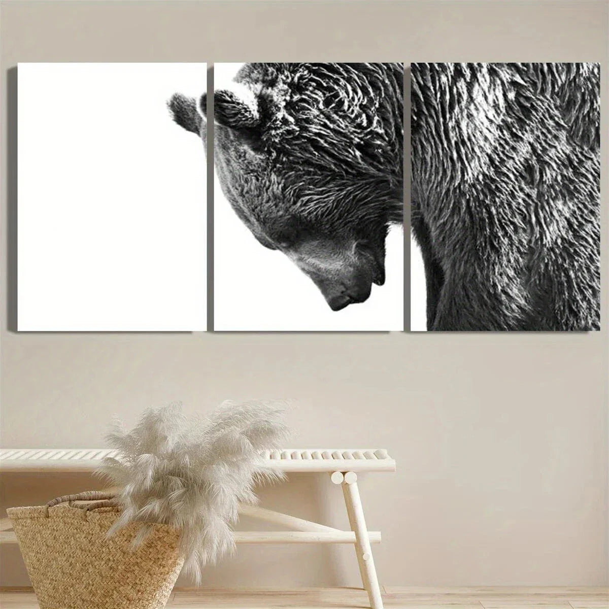 3pcs Grizzly Black and White Brown Bear Wildlife Metal Print Ready to Hang Art