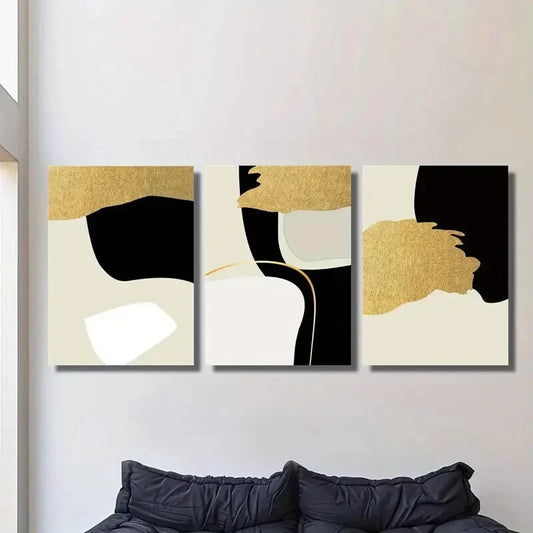 3pcs abstract golden art,, gold leaf Murals Metal Print Ready to Hang Art