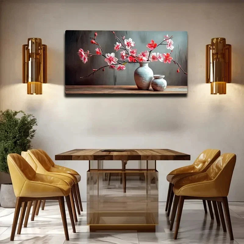 Blooming Peach Blossoms Wall Art Canvas Office Home Room Framed 80x45cm