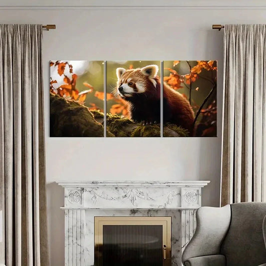 3pcs Adorable Red Panda Metal Print Ready to Hang Art