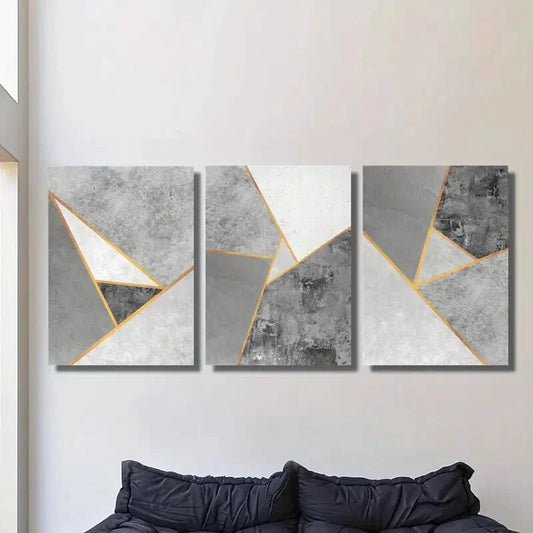 3pcs Embodying a Light Luxury Aesthetic, Minima Metal Print Ready to Hang Art