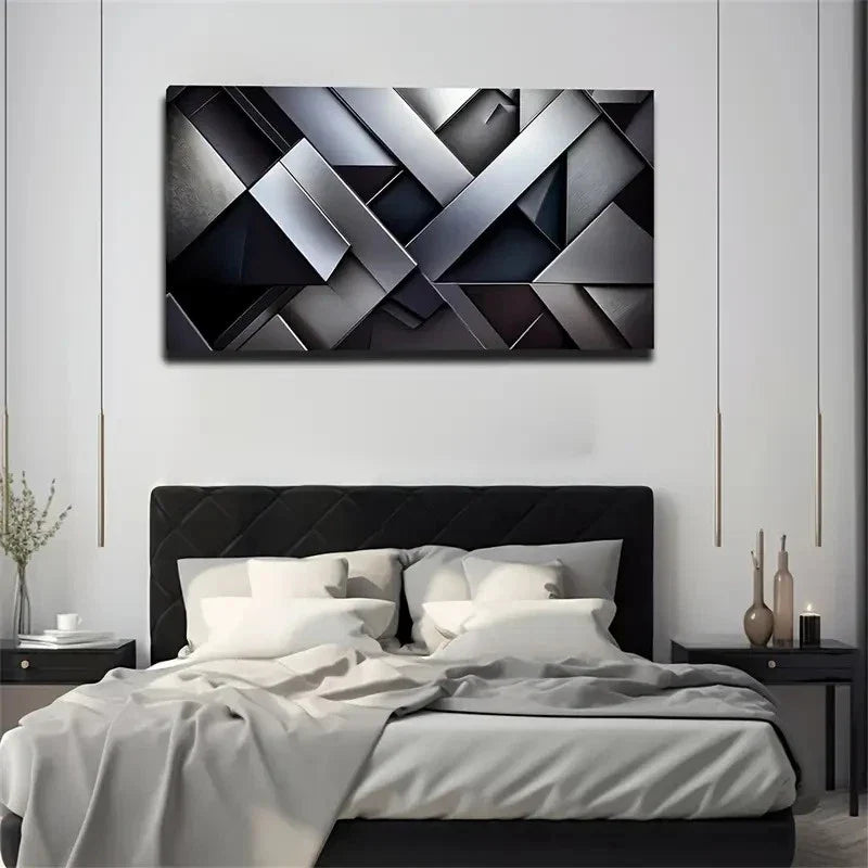 Three-Dimensional Geometry Wall Art Canvas Office Home Room Framed 80x45cm