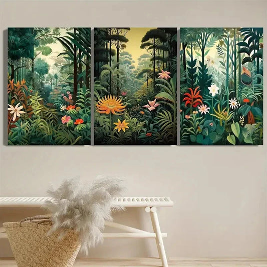 3pcs Tropical Jungle Aesthetic, Bohemian Metal Print Ready to Hang Art