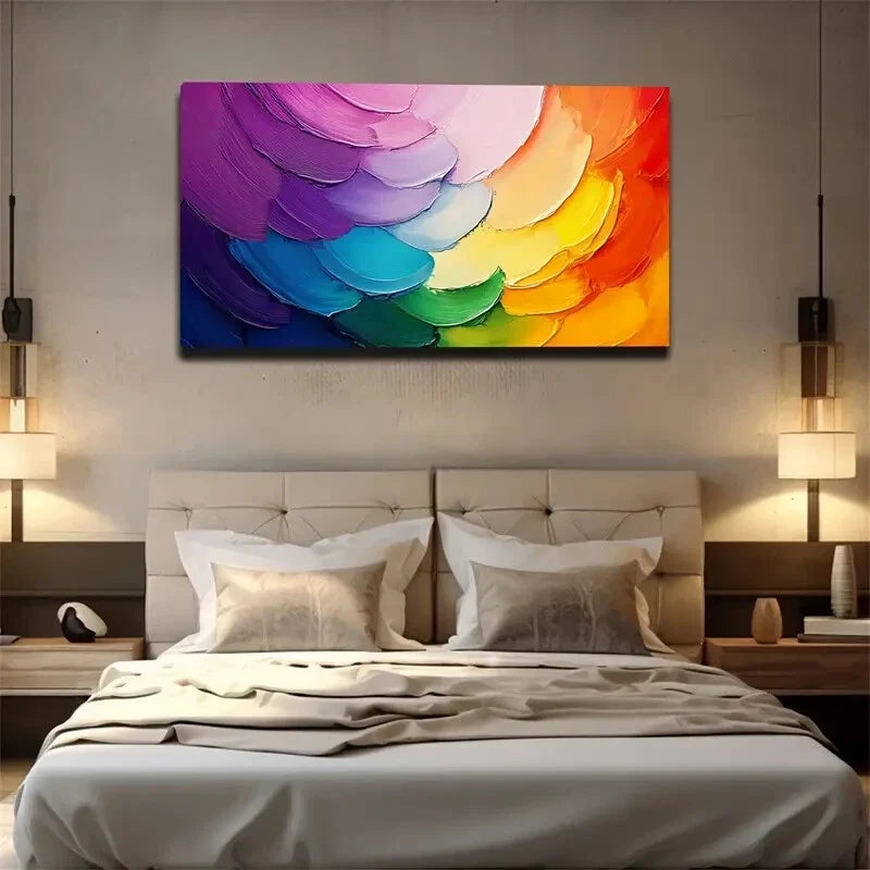 Vibrant Colorful Forms Abstract Wall Art Canvas Office Home Room Framed 120x60cm