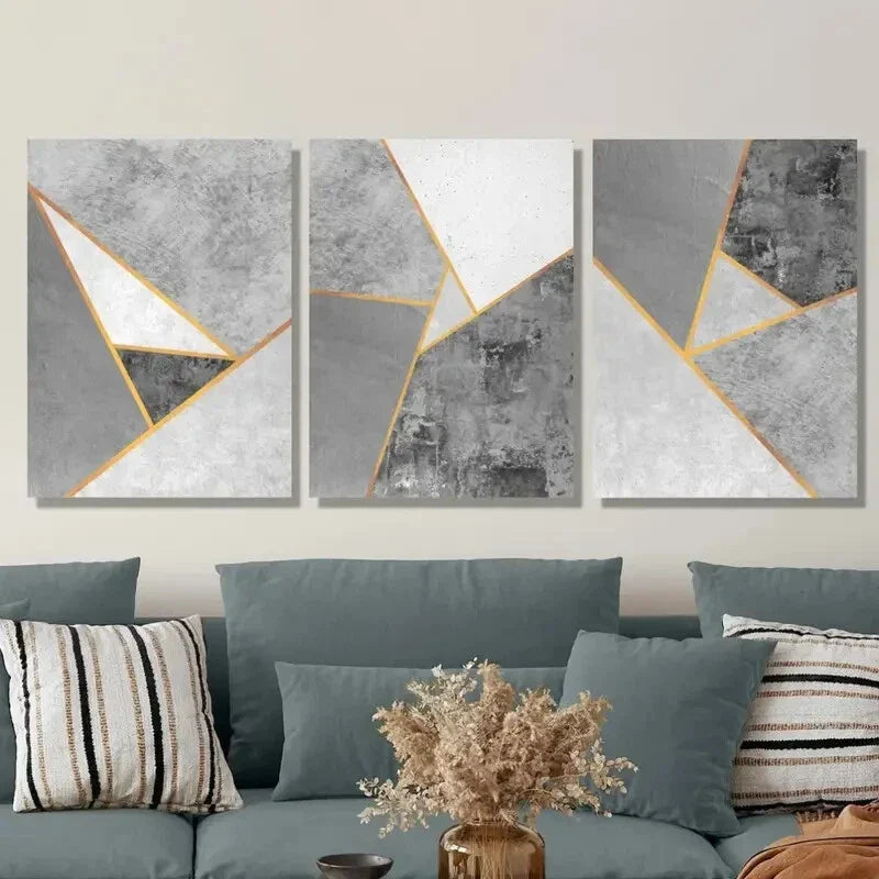 3pcs Embodying a Light Luxury Aesthetic, Minima Metal Print Ready to Hang Art
