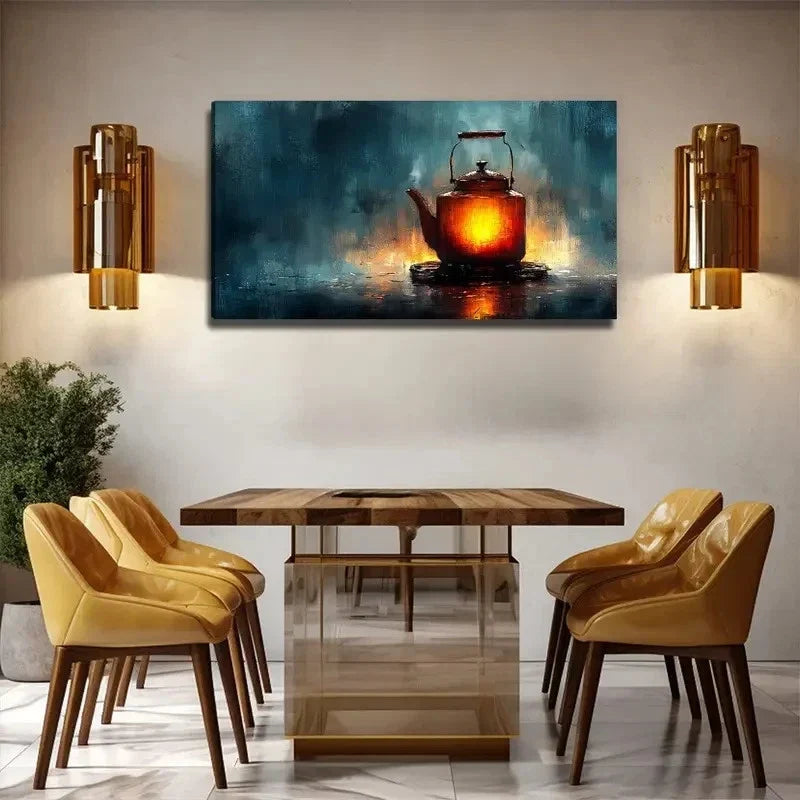 Kettle Light Suitable Wall Art Canvas Office Home Room Framed 120x60cm